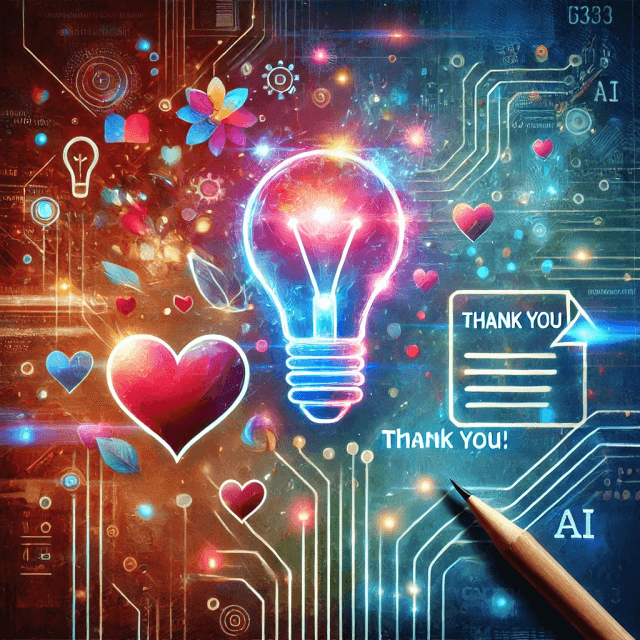 Create heartfelt and personalized thank you notes with the help of AI.