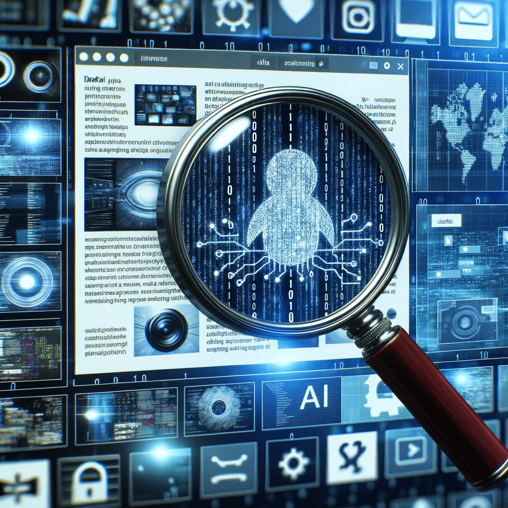 ai content detector magnifying glass