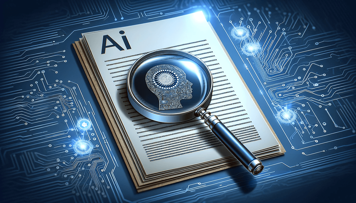 ai writing detection with magnifying glass
