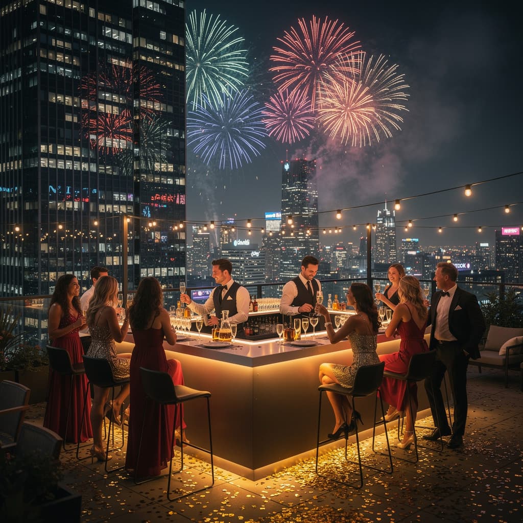 Rooftop Party example generated with Flux 2 Pro