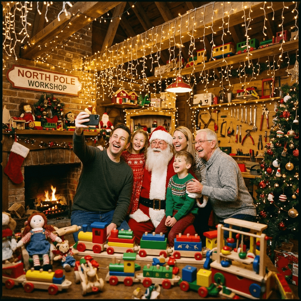 Santa Selfie example generated with Nano Banana Pro