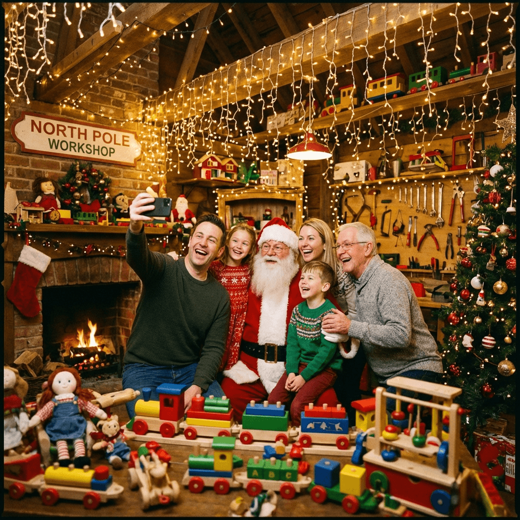 Santa Selfie example generated with Nano Banana Pro