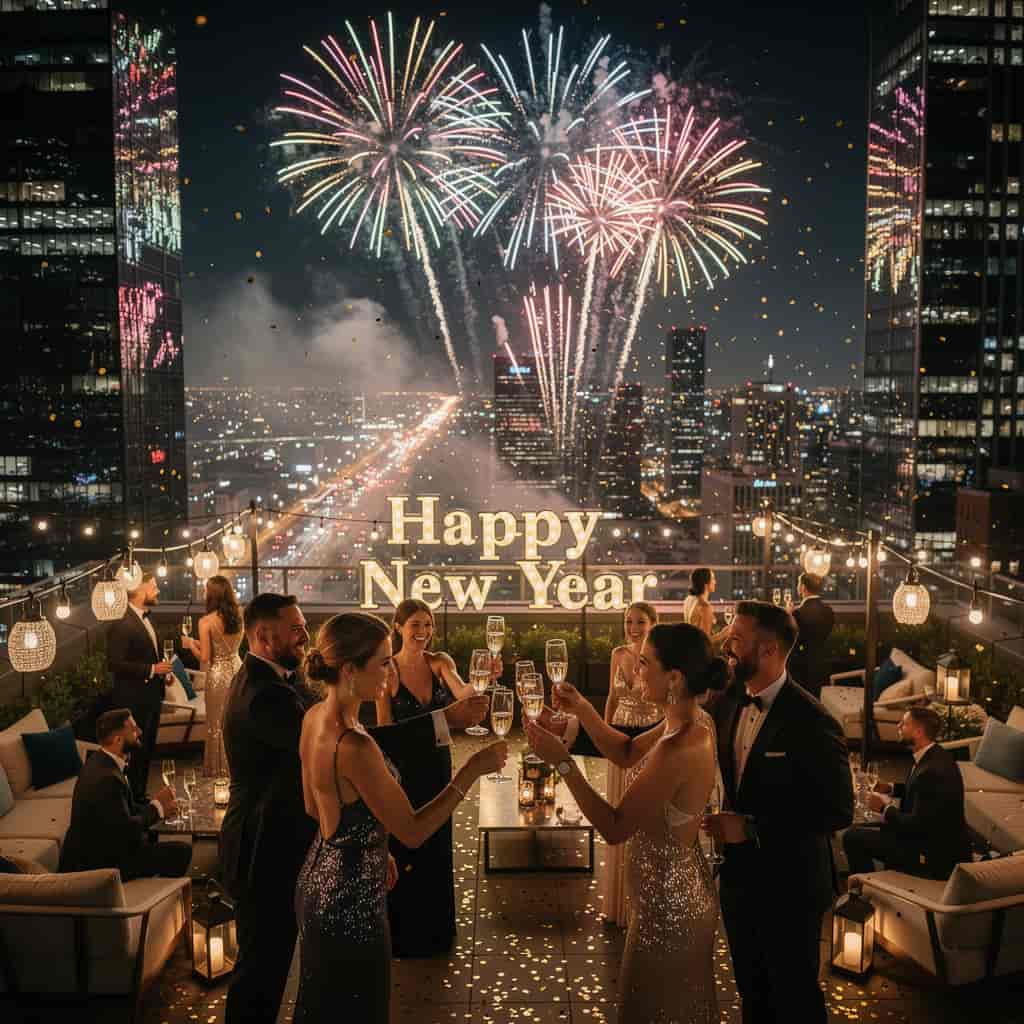 Rooftop Party example generated with Flux 2 Pro