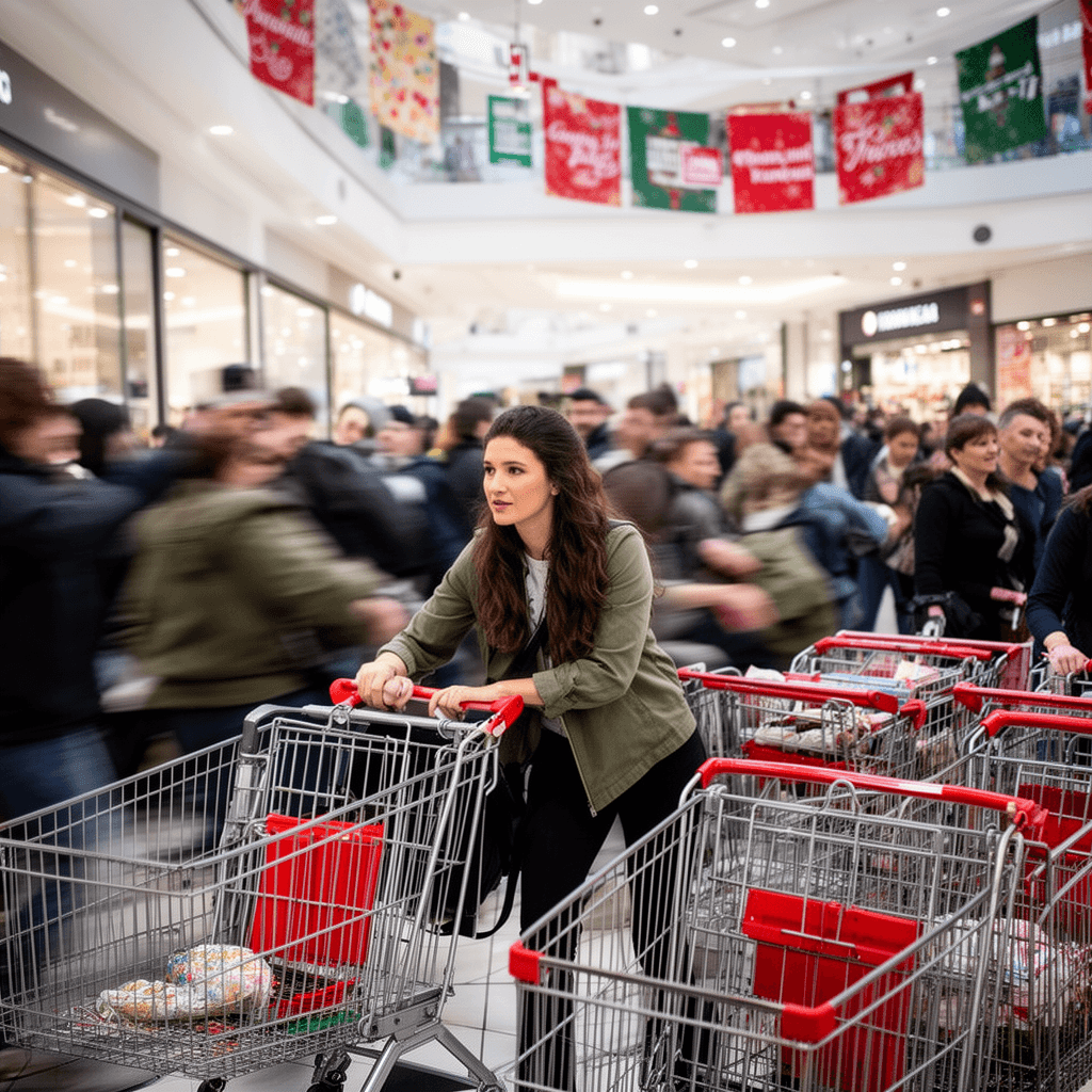 Shopping Frenzy example generated with Flux 2