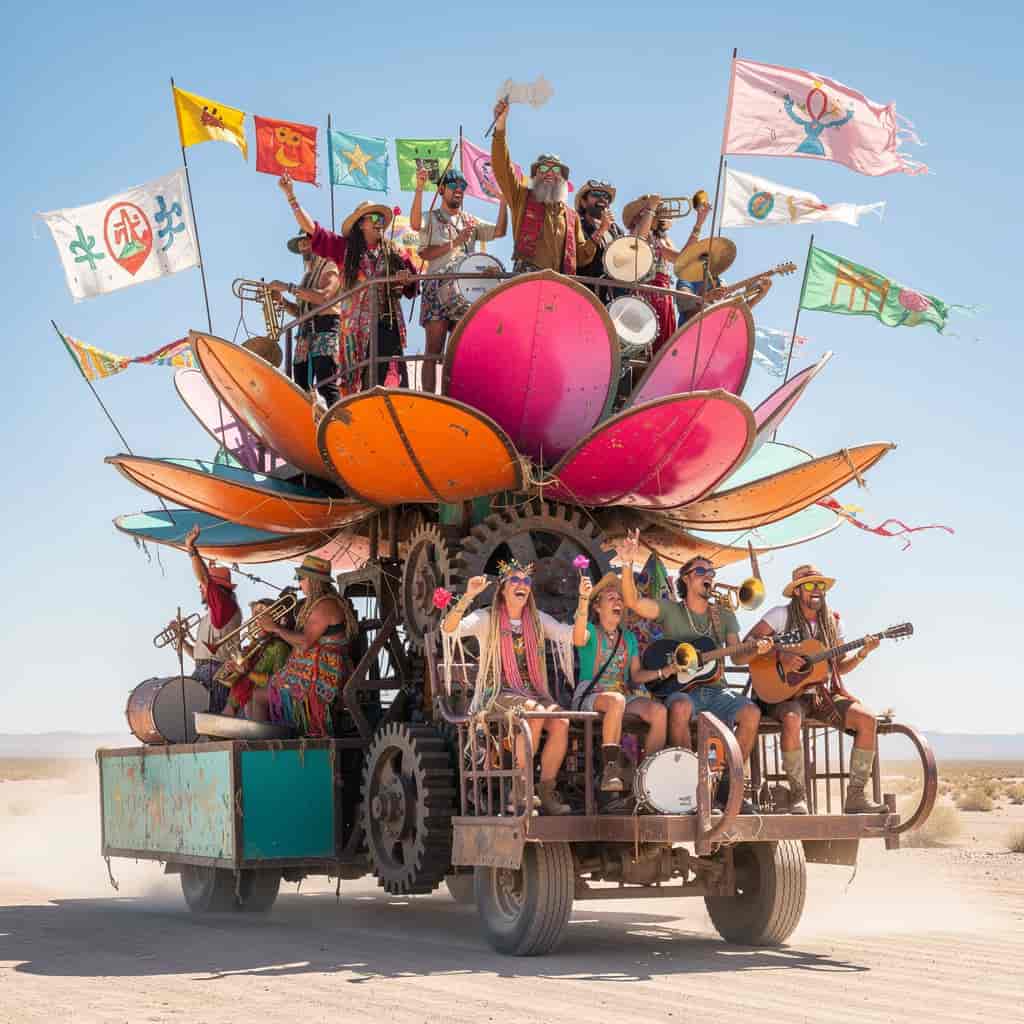 Art Car Party example generated with Flux 2 Pro