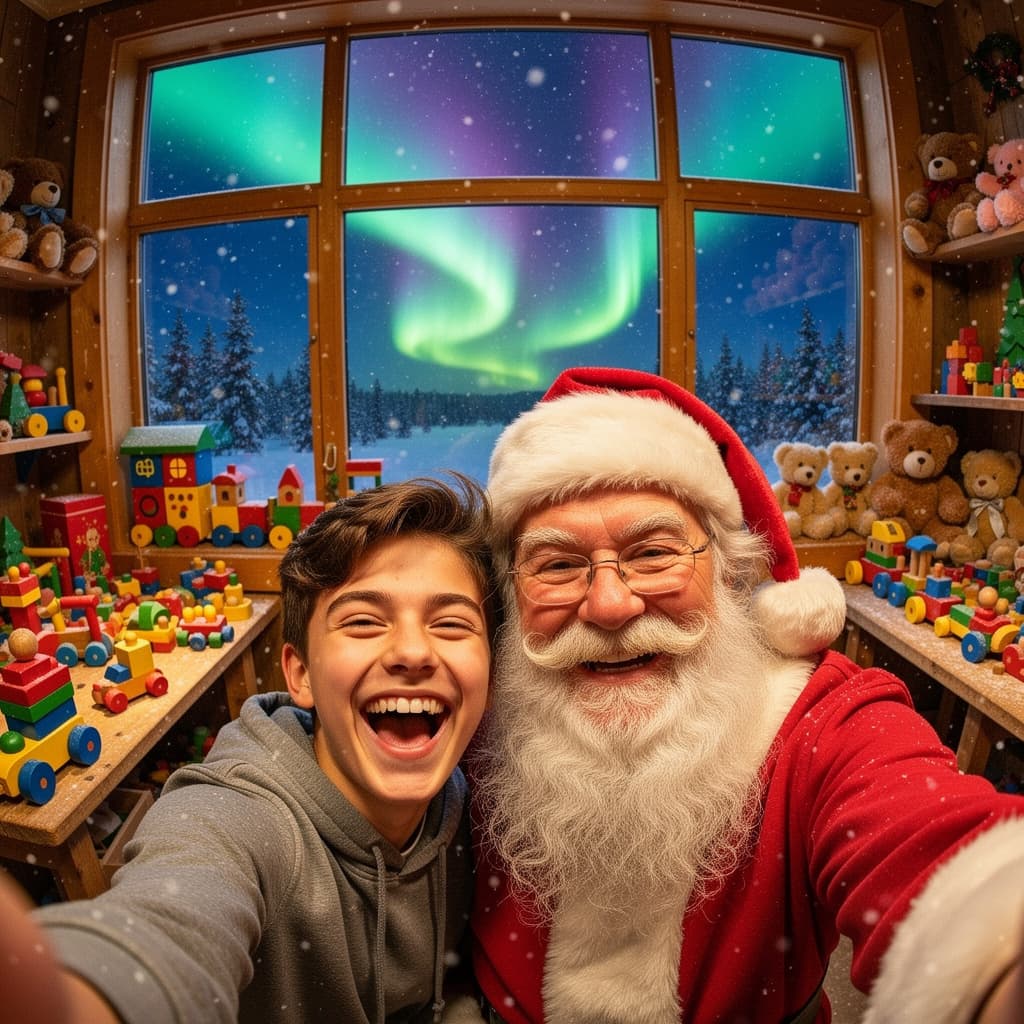 Santa Selfie example generated with Flux 2 Flex