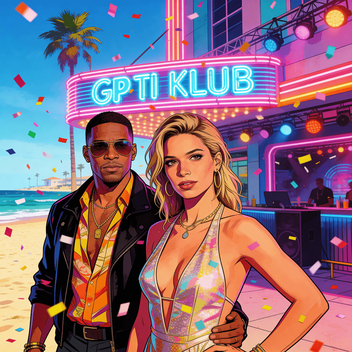 Vice City Nightlife example generated with ByteDance SeeDream v4.5