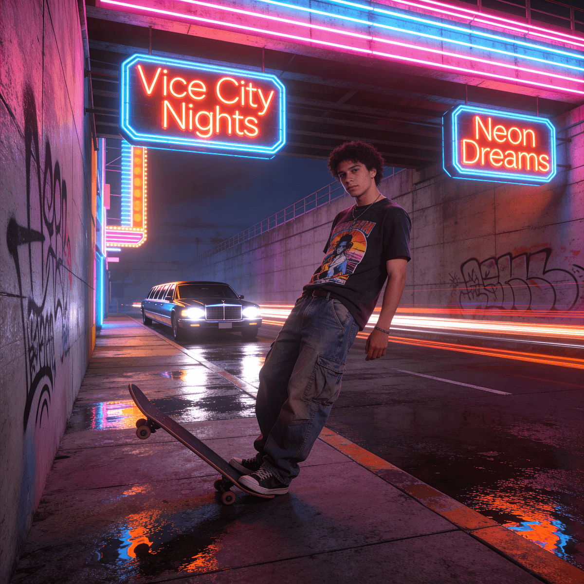 Vice City Nightlife example generated with ByteDance SeeDream v4.5