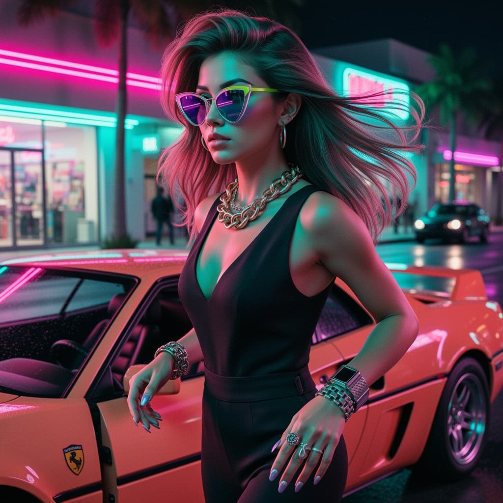 Vice City Neon example generated with Flux 2 Flex