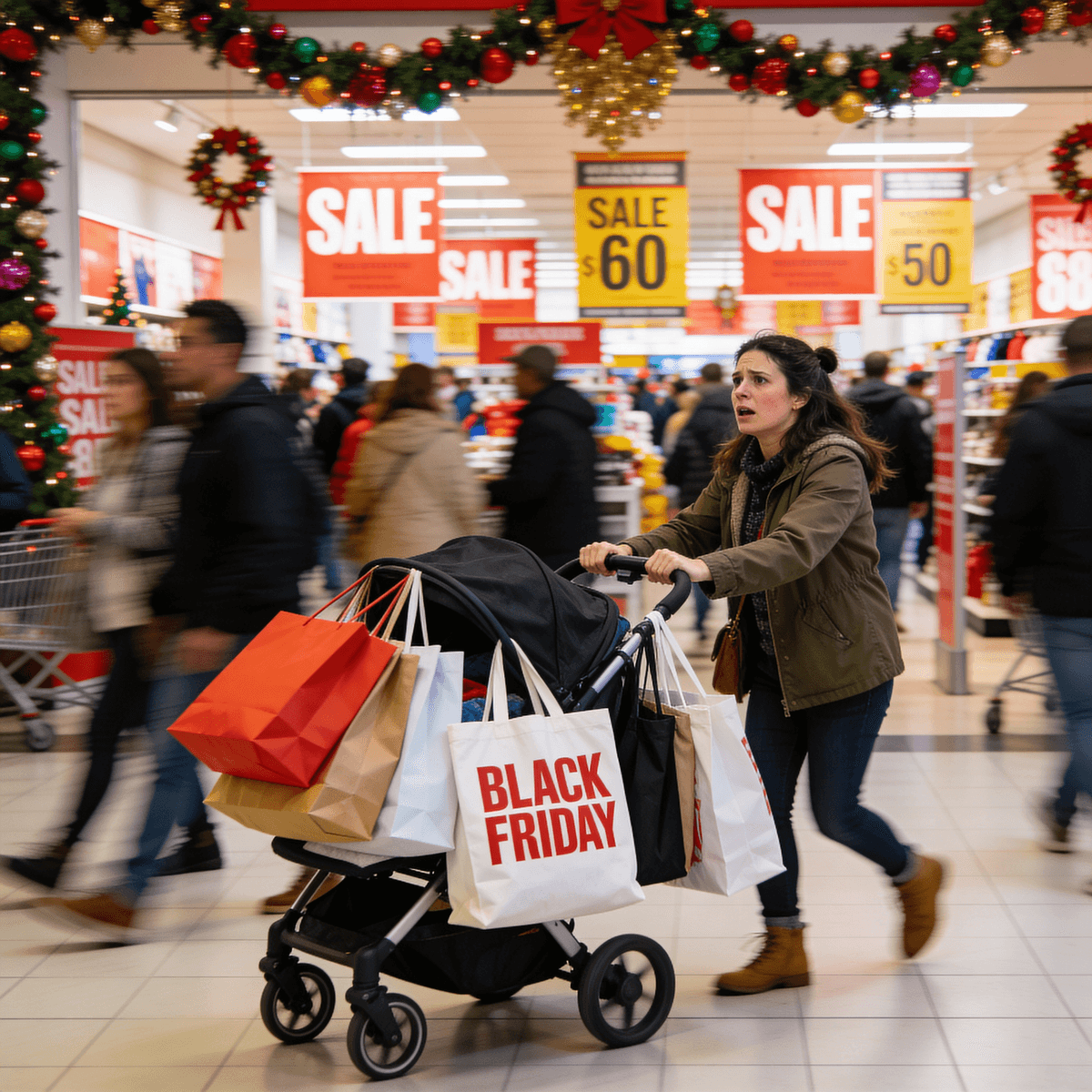 Shopping Frenzy example generated with ByteDance SeeDream v4.5