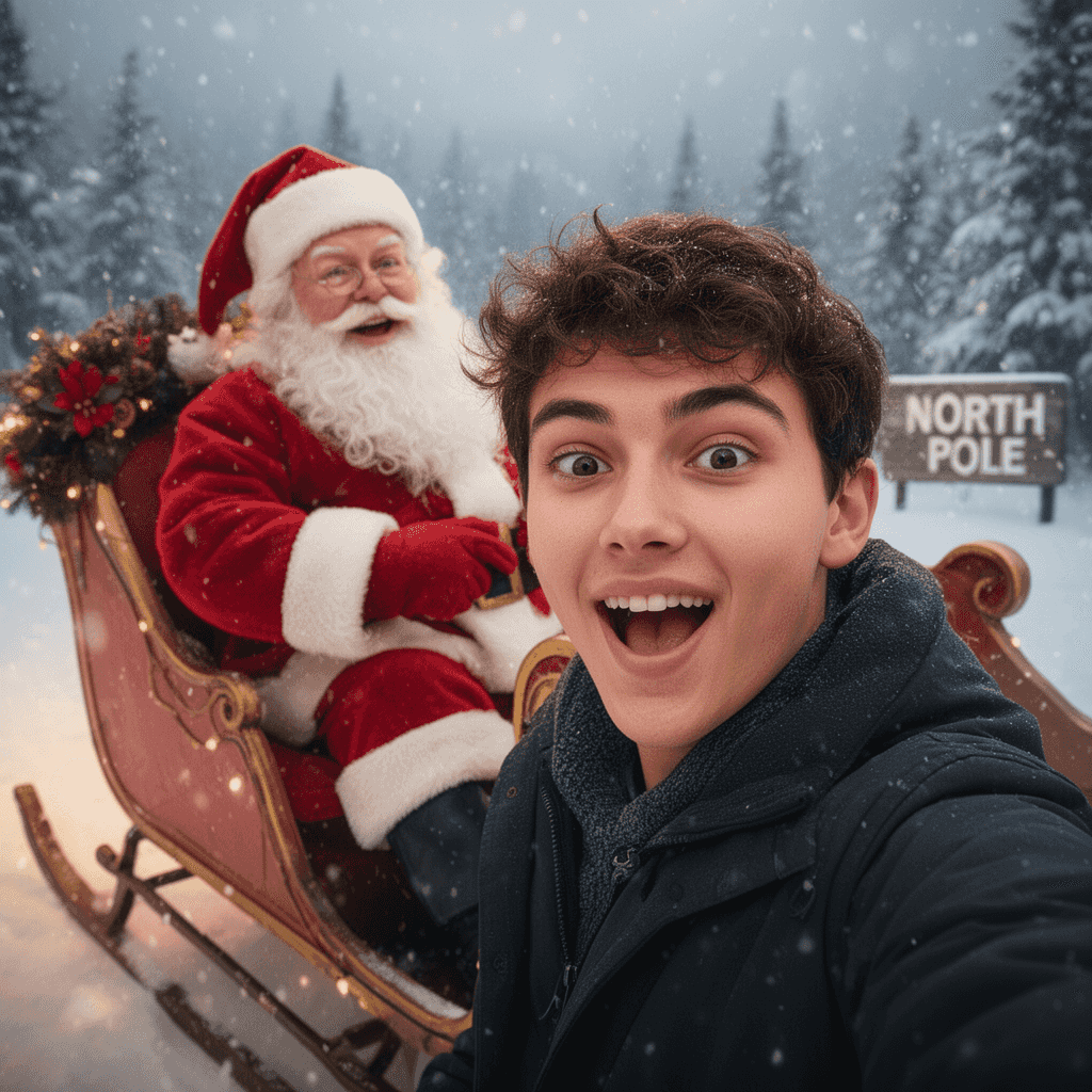 Santa Selfie example generated with Flux 2