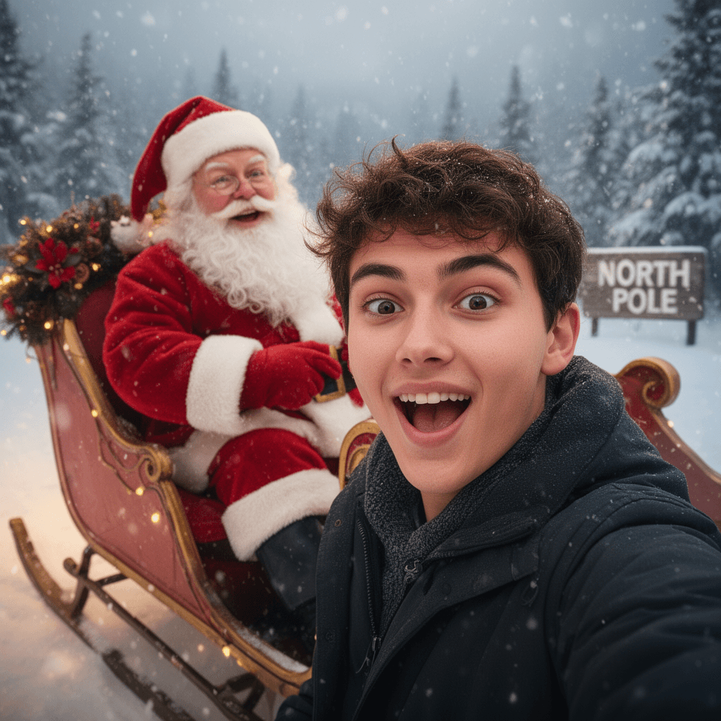 Santa Selfie example generated with Flux 2