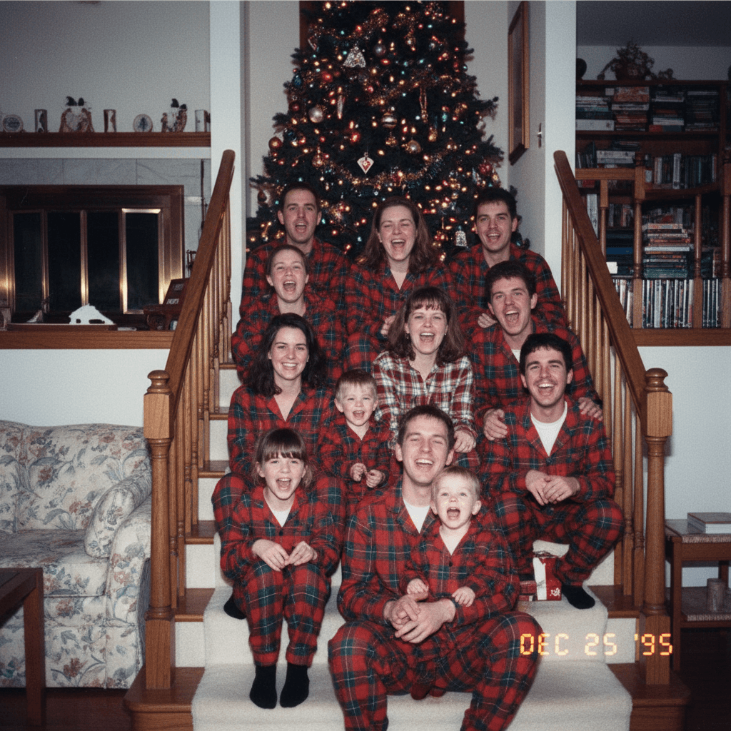 90s Family Photo example generated with Nano Banana