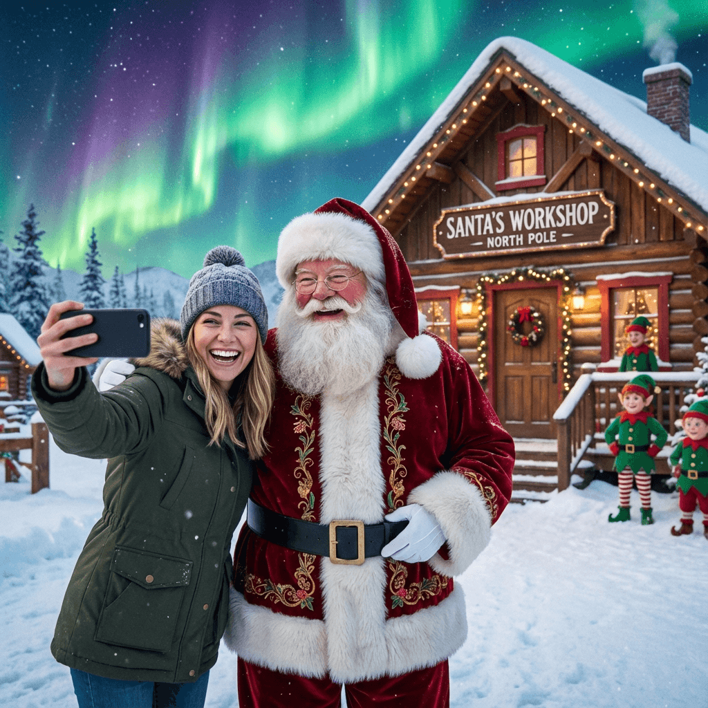 Santa Selfie example generated with Nano Banana Pro